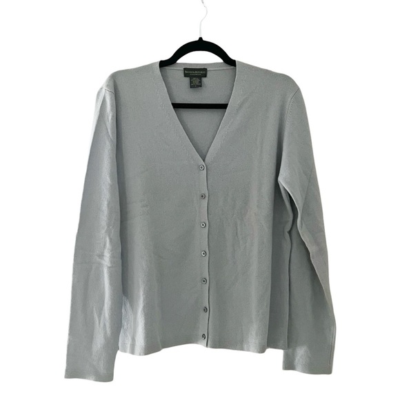 BANANA REPUBLIC Soft Knit 100% Cashmere Gray Cardigan Sz L - Picture 1 of 3